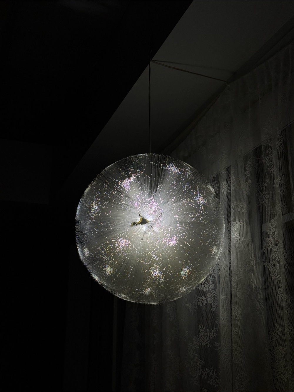IKEA c1990s Vintage 15.75"D Kallt Fiber Optic Hanging Plugin Pendant Light Y2K